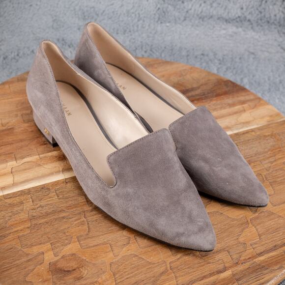 Cole Haan Shoes Womens 8 B Almond Toe Ballet Flats Comfort W05012 Beige Suede - Picture 1 of 7